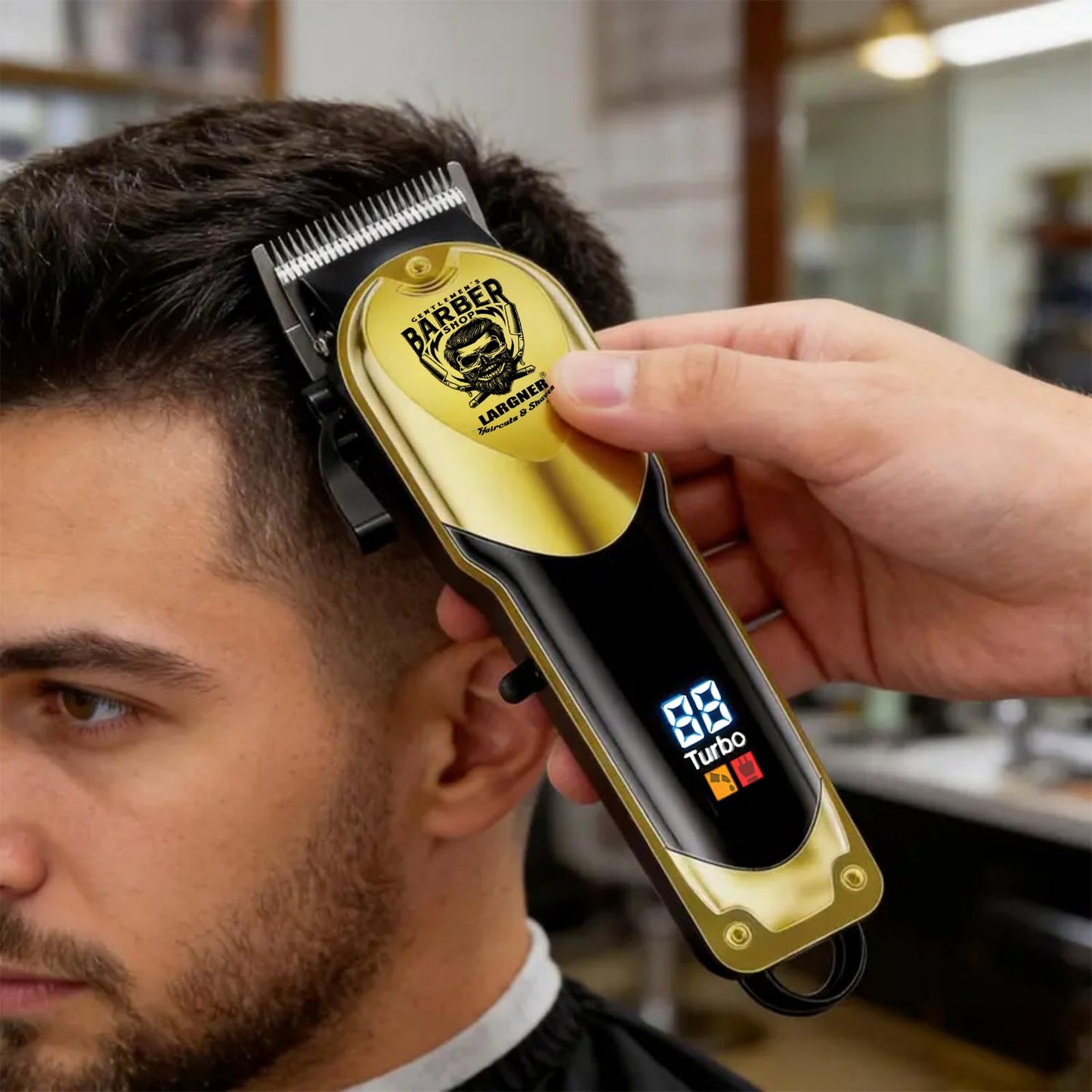 Largner Hair Clippers for Men Professional, Cordless Beard Trimmer & Electric Razor Shavers for Men, Rechargeable 3 Piece Barber Hair Cutting Kit LED Display Men's Grooming Kit