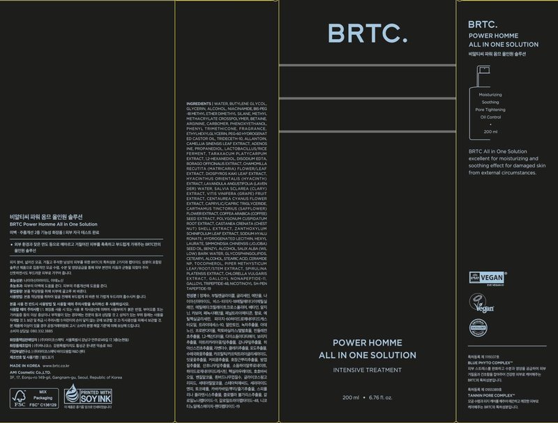 BRTC Power Homme All in One Solution | Men's Face Moisturizer | 3-in-1 (Toner+Lotion+Essence) | Sebum Control, Korean Skincare (200ml, 6.76 fl.oz)