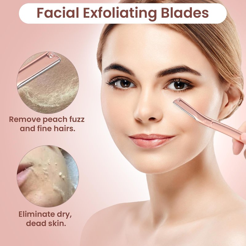 AIBRIT PRO Dermaplaning Tool for Face, Dermaplane Razor for Peach Fuzz with Metal Grip, Professional Eyebrow Razor for Women, Facial Razor for Women Silver (12 Replaceable Blades)