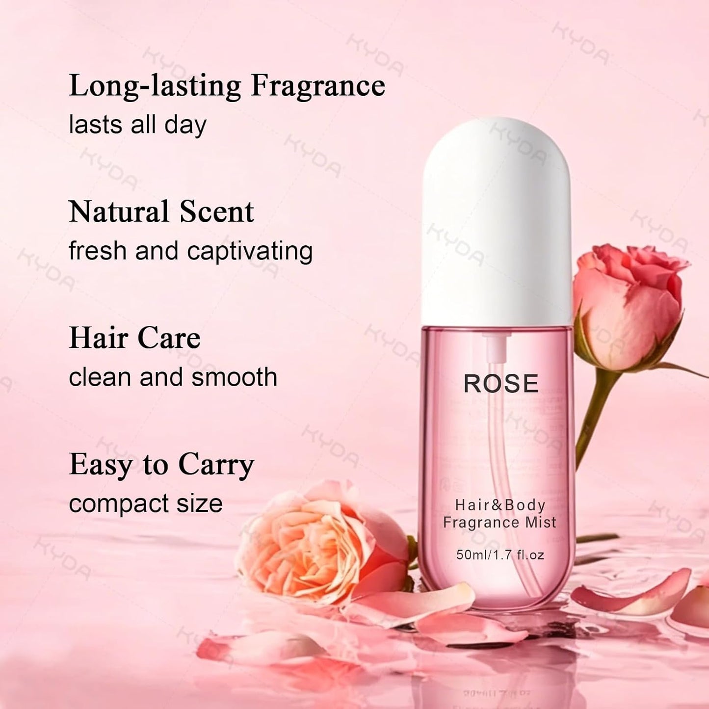 KYDA Rose Hair Perfume Mist - Nourishing Hair & Body Fragrance | Long-Lasting Natural Floral Scent
