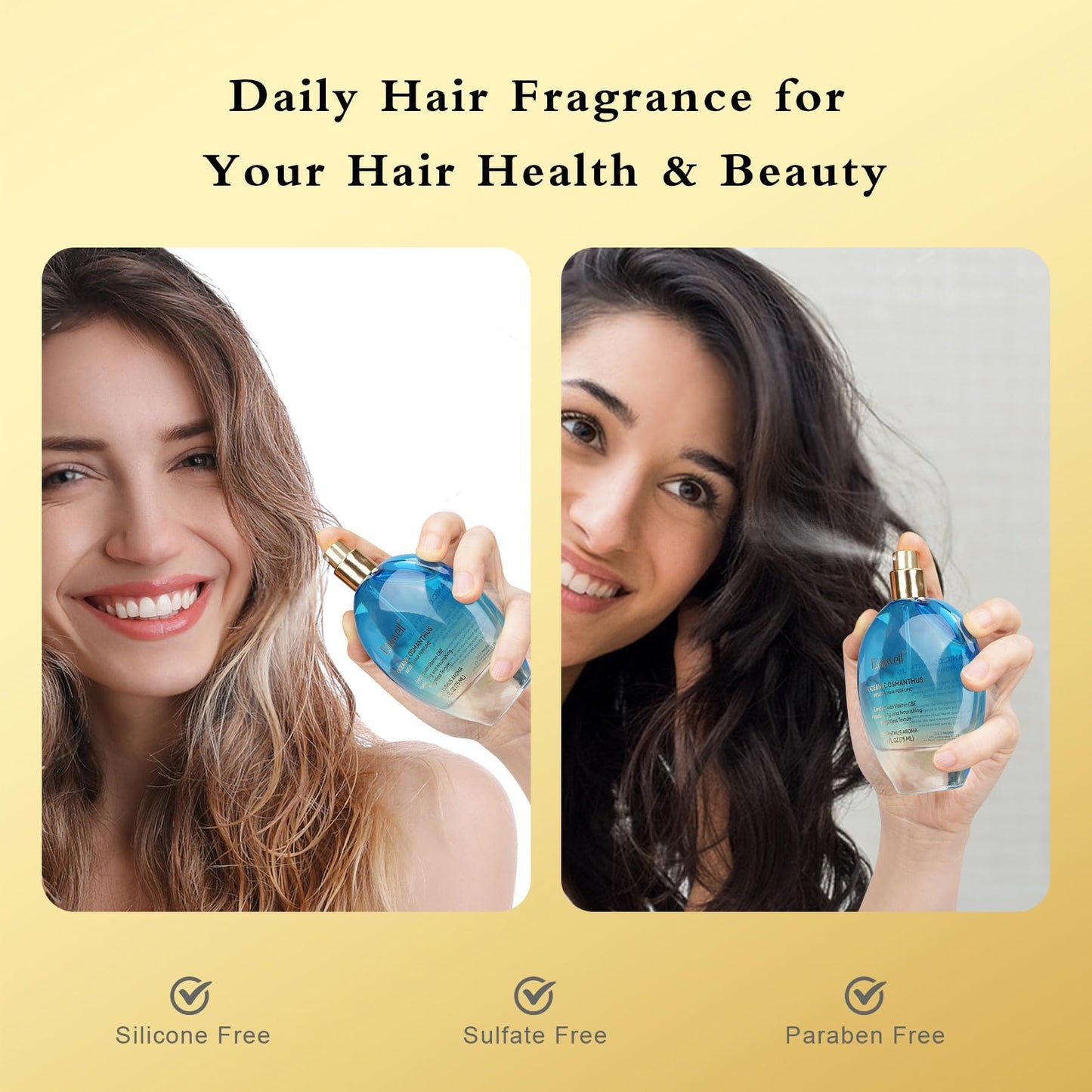 EASYWELL Hair Perfume for Women, Christmas Gift Birthday Gifts for Mom and girls, Leave In Conditioner Spray with Vitamin B5, Hair Care Fragrance, Hair Oil Mist, Oceanic Osmanthus, 2.5 fl oz
