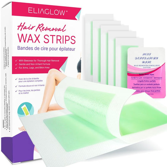 60 PCS Wax Strips for Hair Removal: 40 Body & 20 Facial Hair Removal for Women - Waxing Kit for Women, Face, Eyebrow, Arms, Legs, Chest, Back, Bikini/Brazilian Waxing Strips & 4 Calming Oil Wipes