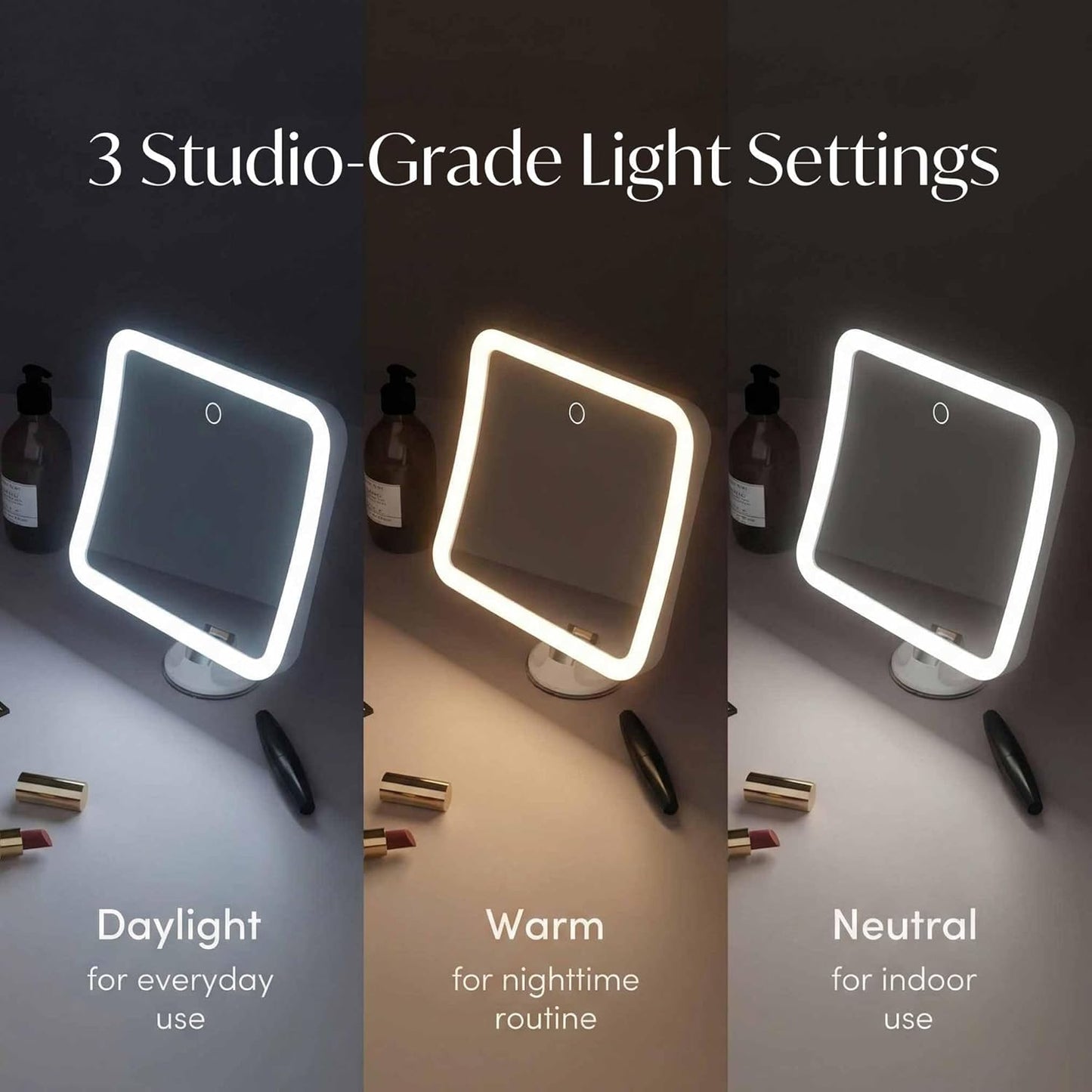 Fancii 20x Magnifying Makeup Mirror - LED Lighted, Rechargeable, 7-Inch | Dimmable, 3 Light Settings, 360° Rotation