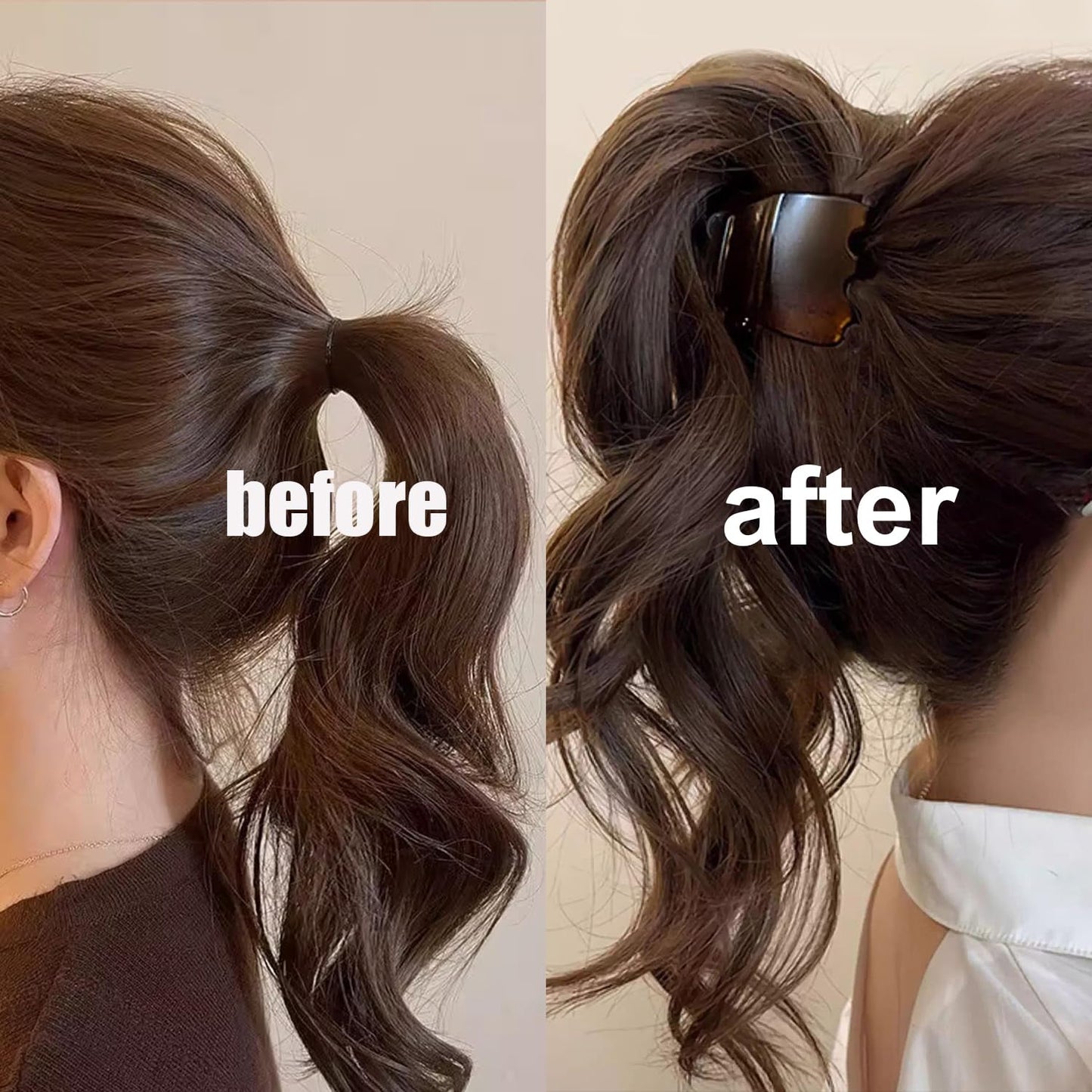 High Ponytail Hair Claw Clips - 3Pcs Non-Slip Acrylic Shark Clips | Strong Hold for Thick/Thin Hair - Chocolate Brown, Black, Amber Brown