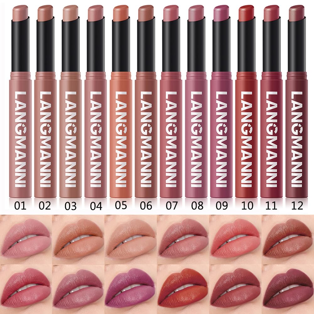 Matte Lipstick Set - 12 Pcs Easy Color Pen | Long-Lasting Moisturizing Formula