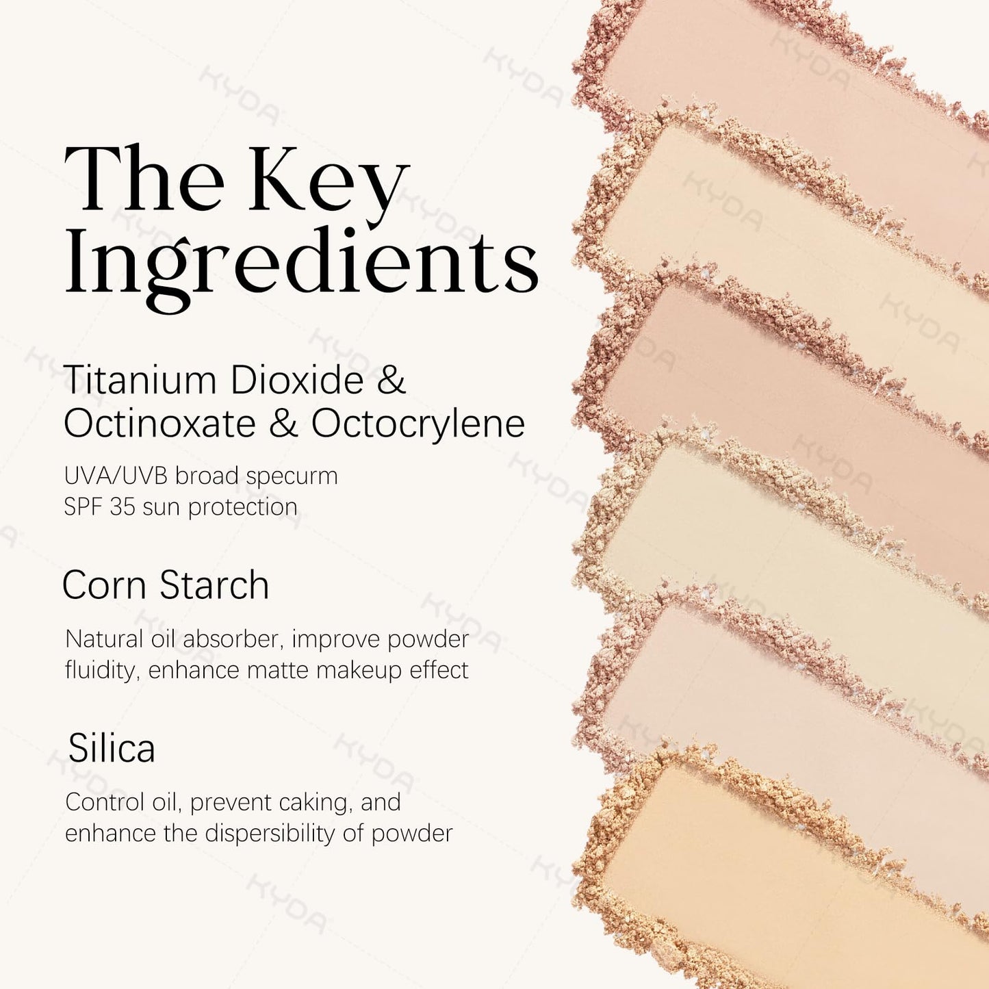 KYDA Mineral Powder, SPF 35, 4-in-1 Mineral Pressed Powder Foundation with Concealer and Setting, Matte Weightless Pressed Foundation, Light to Medium Coverage, FAIR IVORY