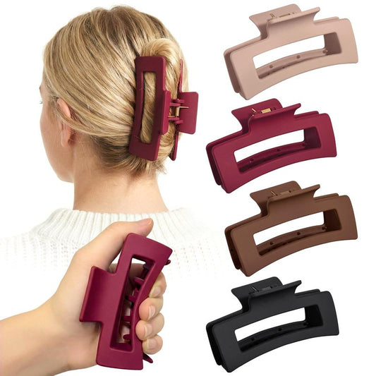 Mtiyoose 4Pcs Large Soft Matte Skin-Feel Claw Clips,4.1" Non-Slip Strong Hold,No Hard Plastic,Durable Unbreakable,Comfy Clip for Thin/Thick/Curly Hair,Lightweight All-Day Strong Hold Jaw Clip