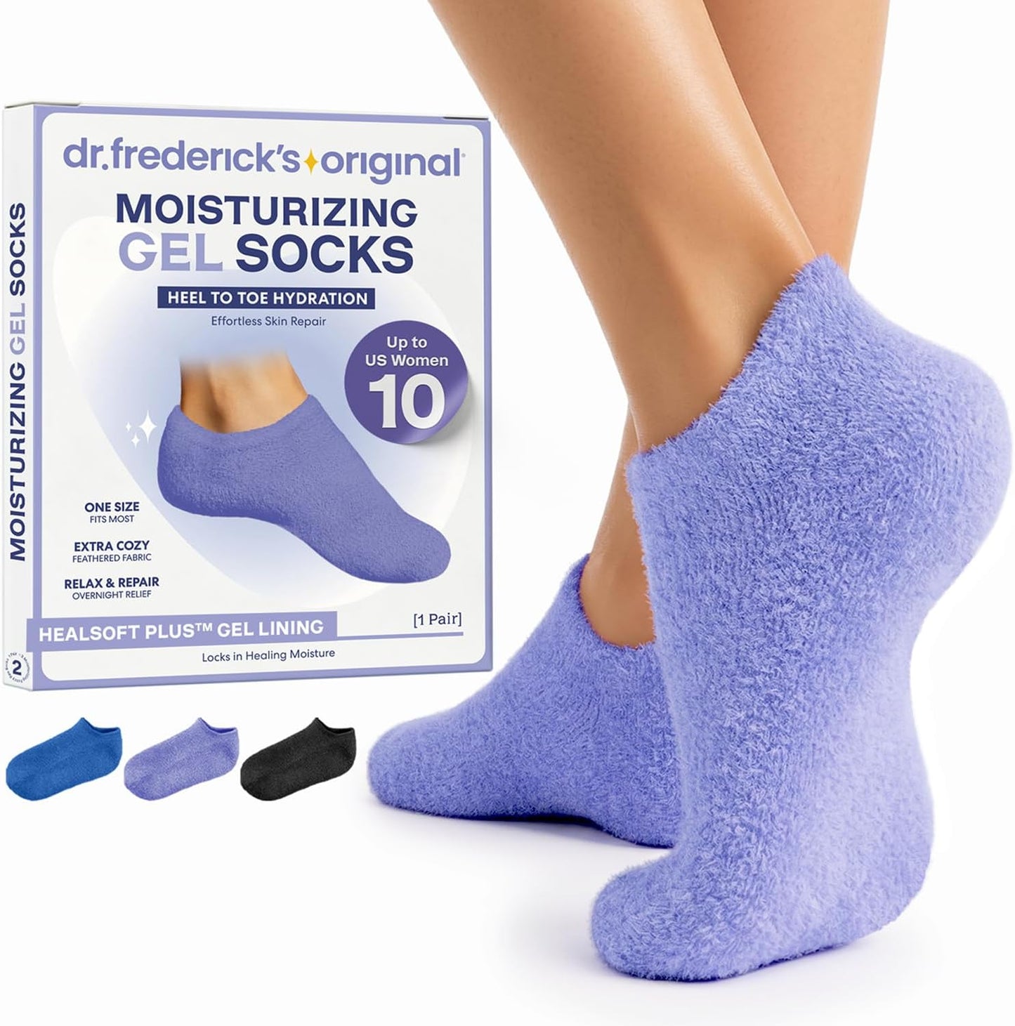 Moisturizing Gel Socks for Men & Women - Treat Dry Feet & Cracked Heels | Full Foot Gel Lining with Mango Butter & Shea Butter (Purple Paradise)