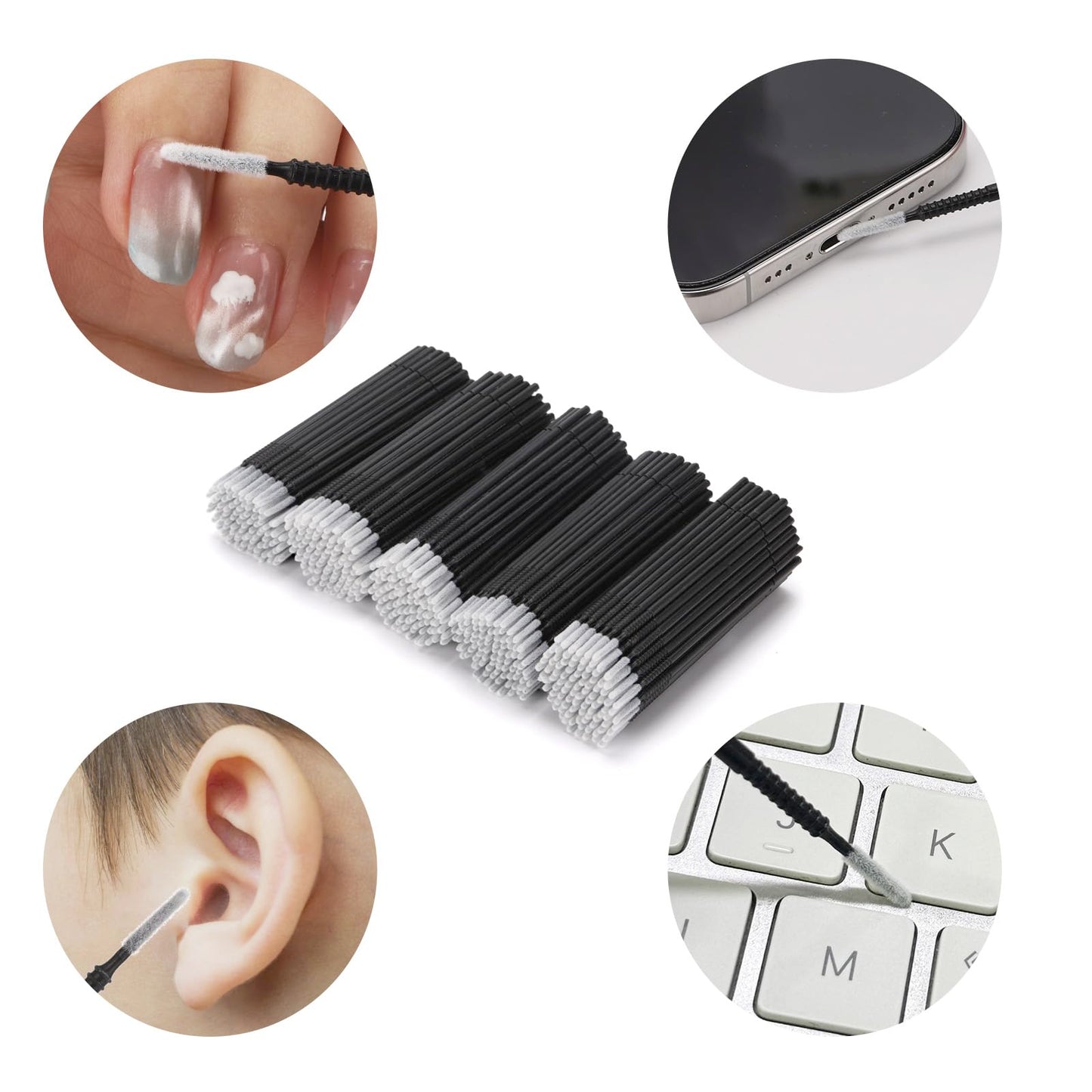 500 Pcs Spoolies Micro Brushes for Lash Mini Brush Disposable Applicators, Black lash brushes