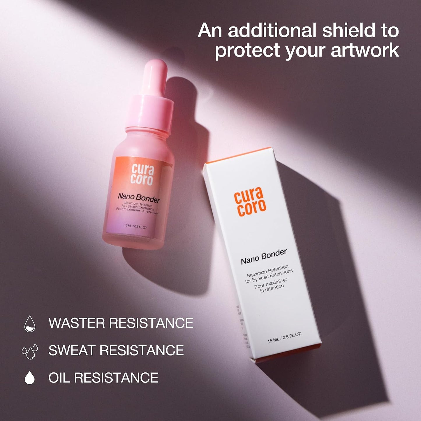 Curacoro Nano Lash Bonder - Eyelash Extension Glue Accelerator, Water & Oil Proof Sealant | 15ml for Longer Retention