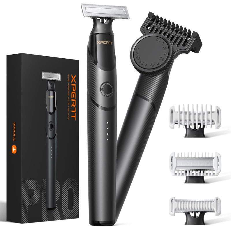 Trimcoo Men's Electic Beard Trimmer with 12-in-1 Rotating Combs - Professional Precision Styling,Magnetic Snap Blade, Wet/Dry Use, USB-C Fast Charge, Travel Friendly - Ideal for All Beard Styles
