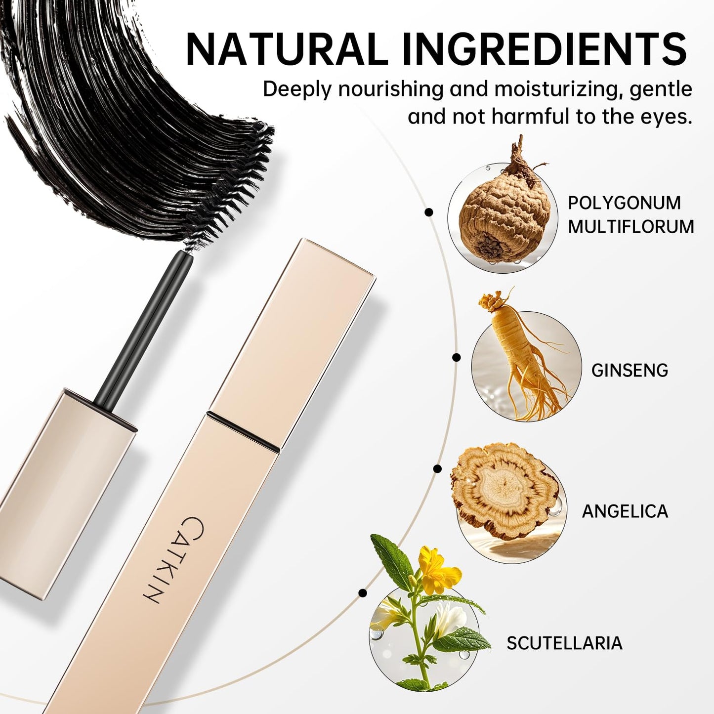 CATKIN Lash Lengthening Mascara - Volumizing, Clump-Free, Waterproof | Very Black, 7.5g for Dramatic Lashes