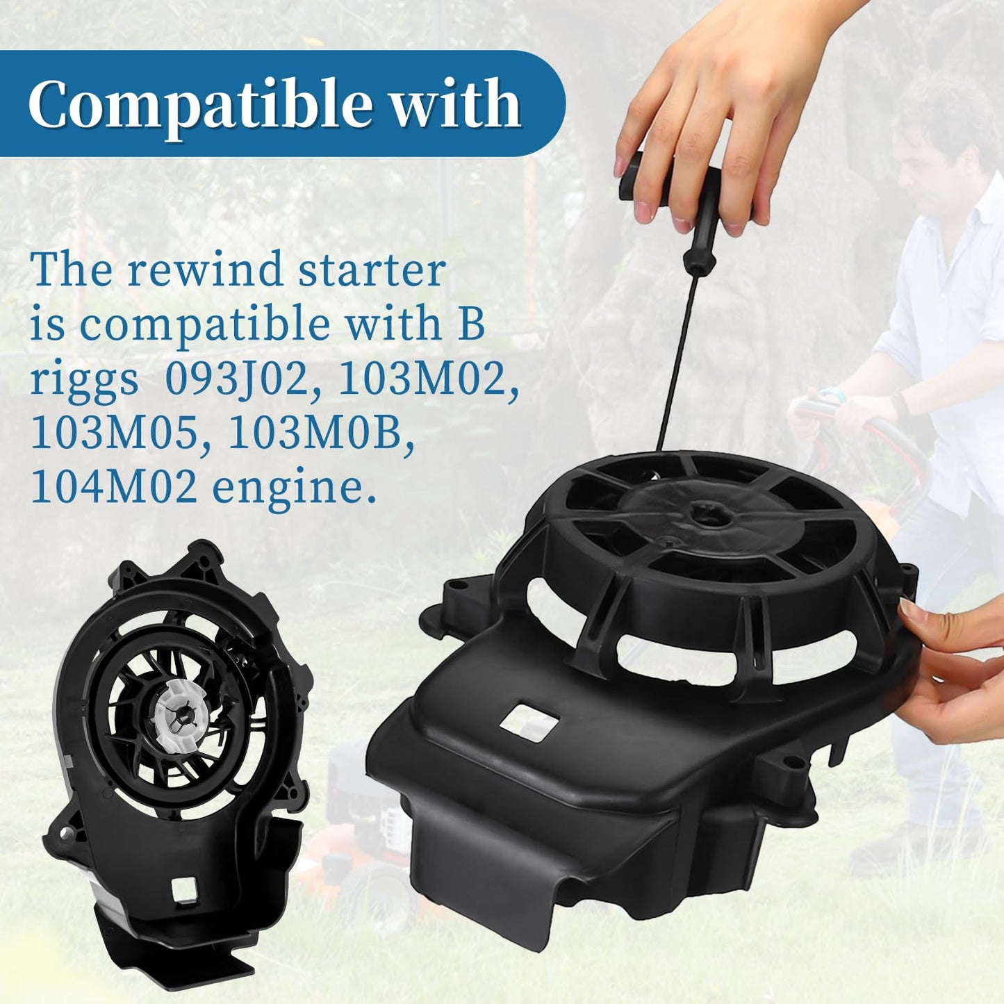 Bularie 594062 Recoil Starter Pull Start for B Riggs & S tratton 093J02 103M02 103M05 103M0B 104M02, S tens 150-002 Lawn Mower - Rewind Starter Pull Start Compatible with Craftsman HU Cad Toro Mower