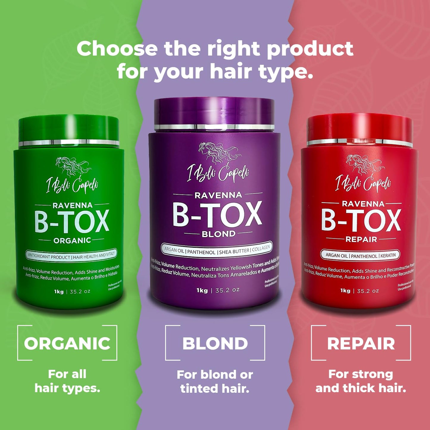 Ravenna Hair B-tox Treatment for Blond Hair - Formaldehyde-Free, Anti-Frizz, Deep Hydrating | 35.2 oz (1kg)