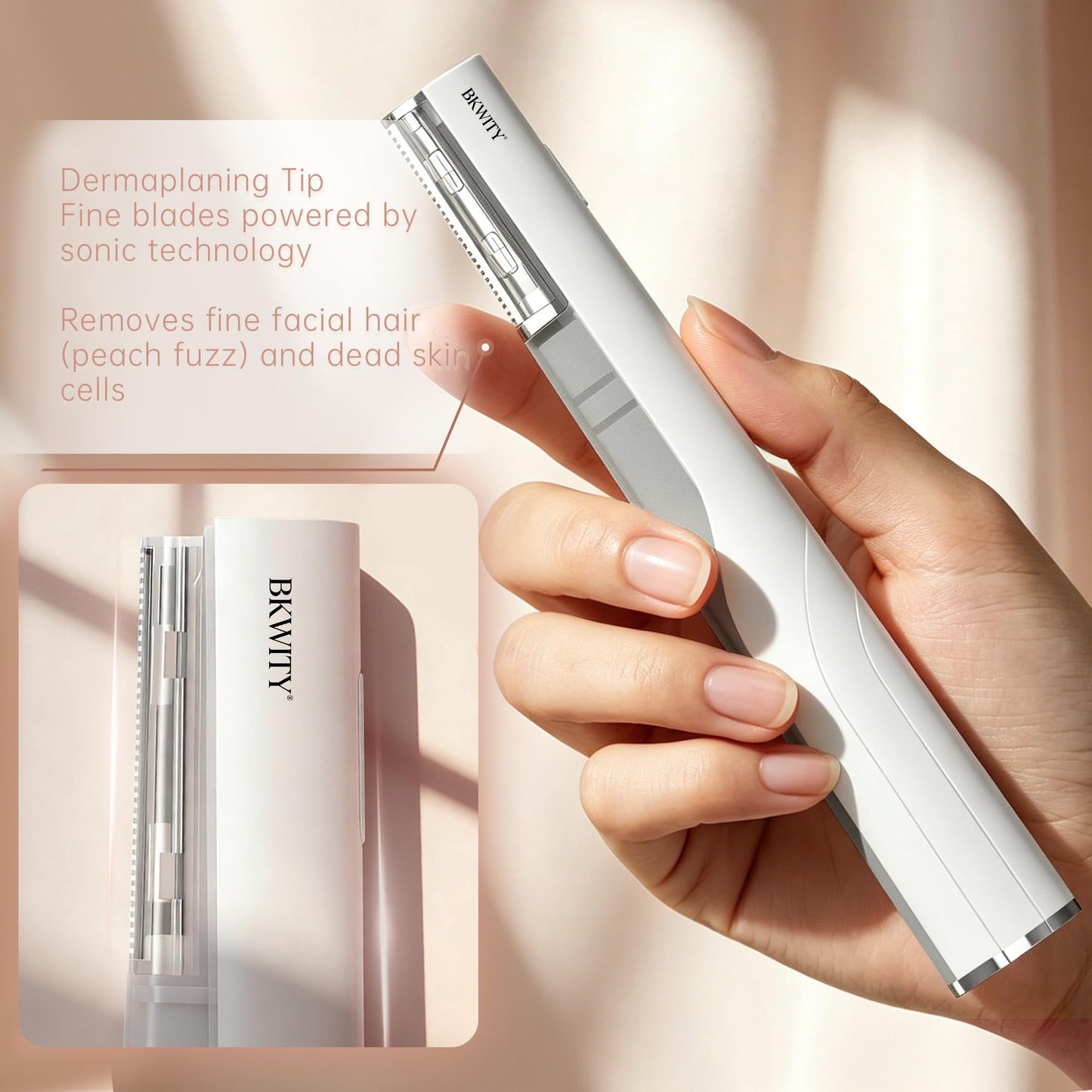 Bkwity Sonic Dermaplane Razor for Women Facial Hair & Peach Fuzz Remover