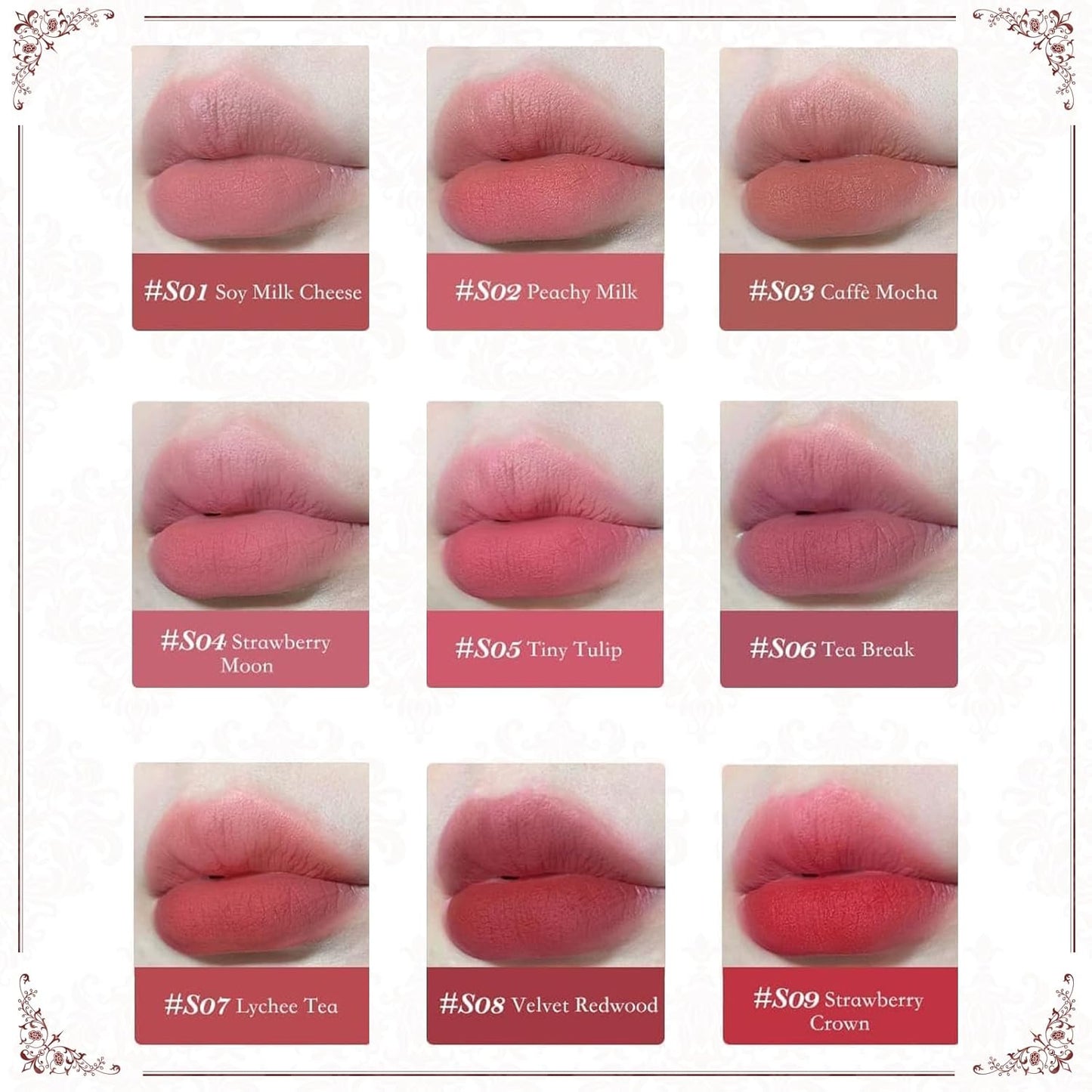 Strawberry Rococo Cloud Lip Cream - Long Lasting Burgundy Matte Lipstick | Hydrating Velvet Liquid Lipstick for Women, 0.12 Fl Oz