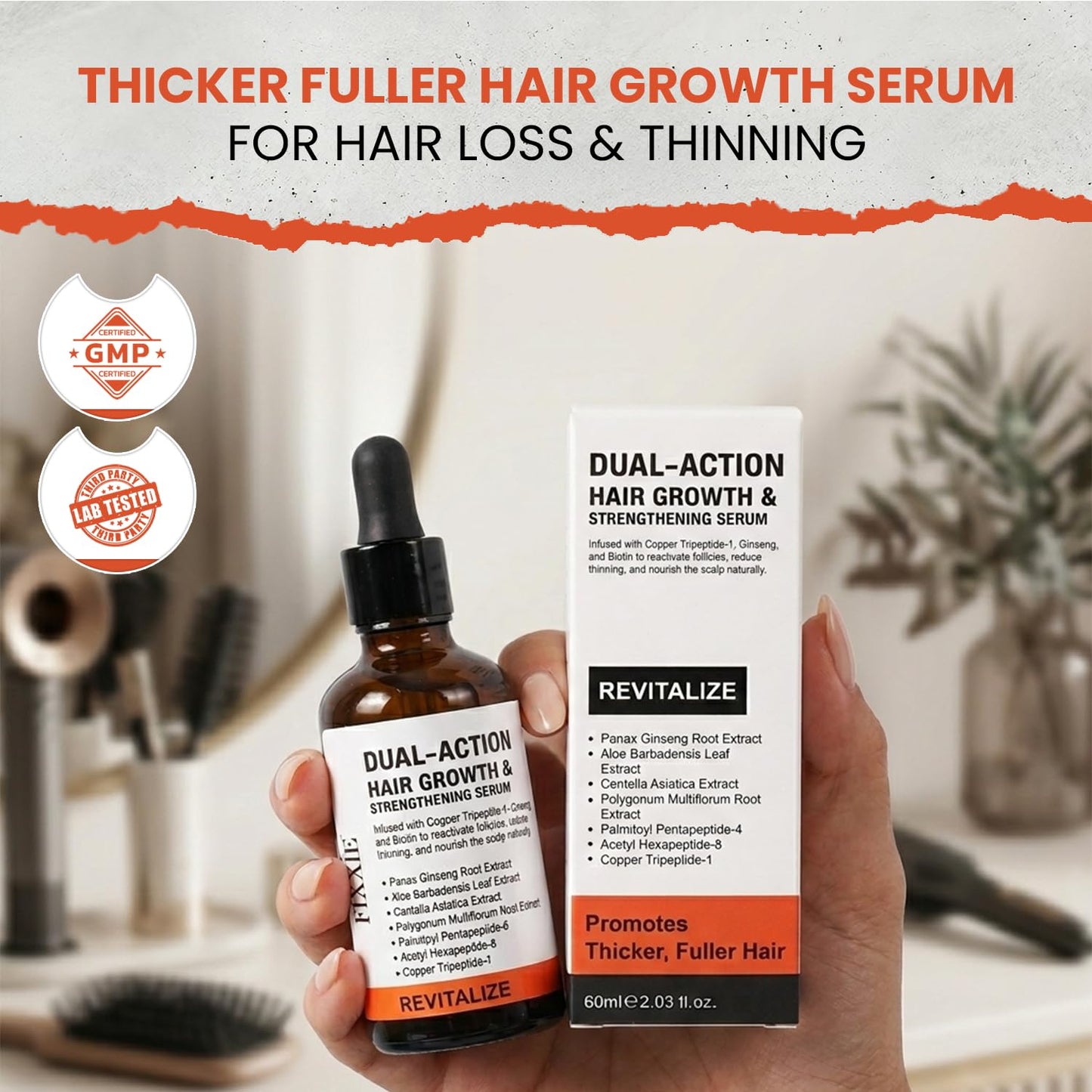 Advanced Hair Growth Serum for Men & Women – Hair Breakage Defence & Hair Density Enhancer – Multifunctional Hair Growth & Thickening Scalp Serum – Non-Greasy, Easy Absorb Formula – 60ml / 2.03 fl.oz