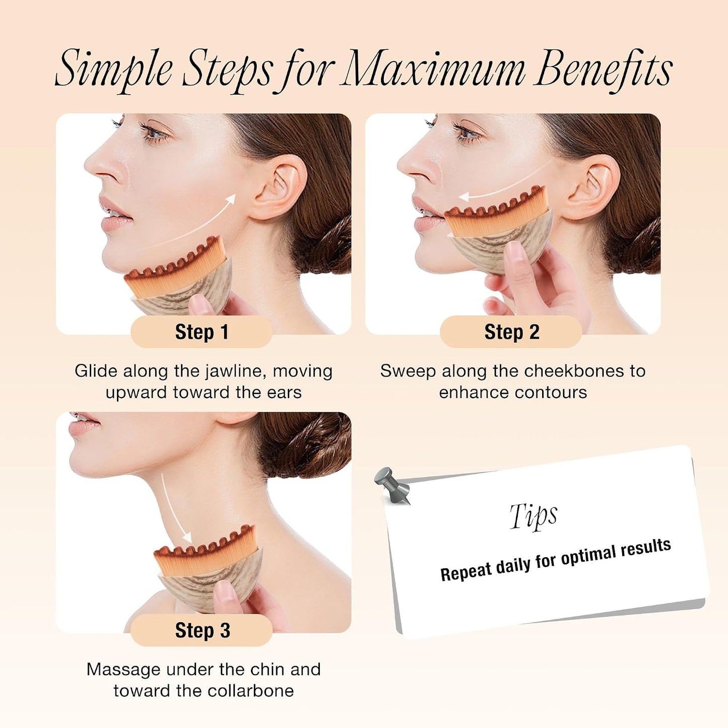 Lymphatic Contour Face Brush - Ergonomic Dry Massage Tool for Lymphatic Drainage | Precision Fit Design