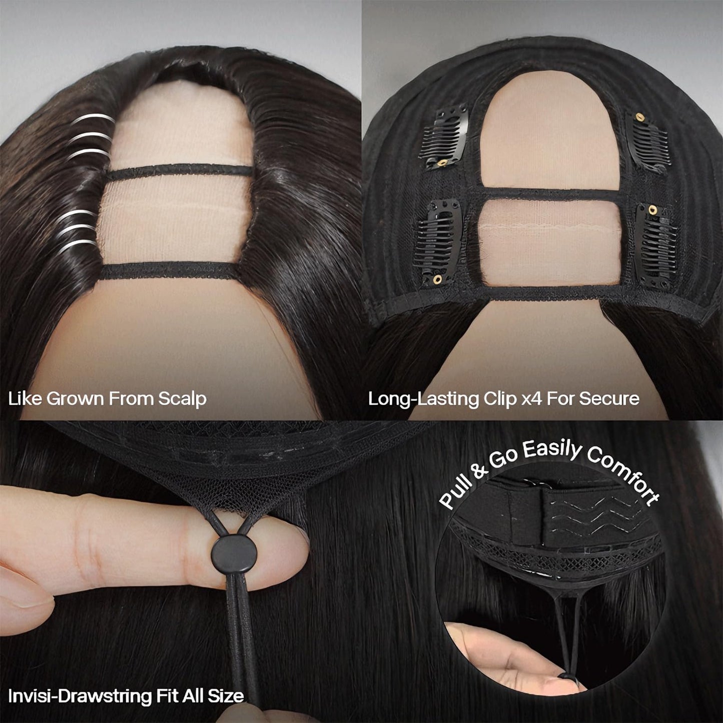 Star Show V Part Wig Human Hair Loose Wave Glueless Wigs Human Hair for Black Women, U Part Wig Human Hair No Leave Out Beginner Friendly Half Wig Natural Look 180 Density Natural Color 20Inch