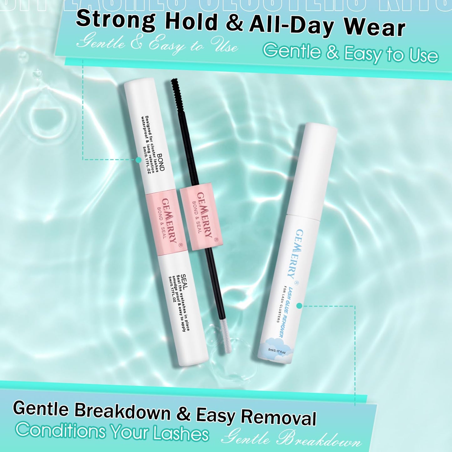 GEMERRY 924Pcs Lash Clusters Kit Fluffy Lash Clusters Eyelash Extension Kit with Waterproof Bond and Seal Remover Tweezers for Beginners（2X 80P+100P）