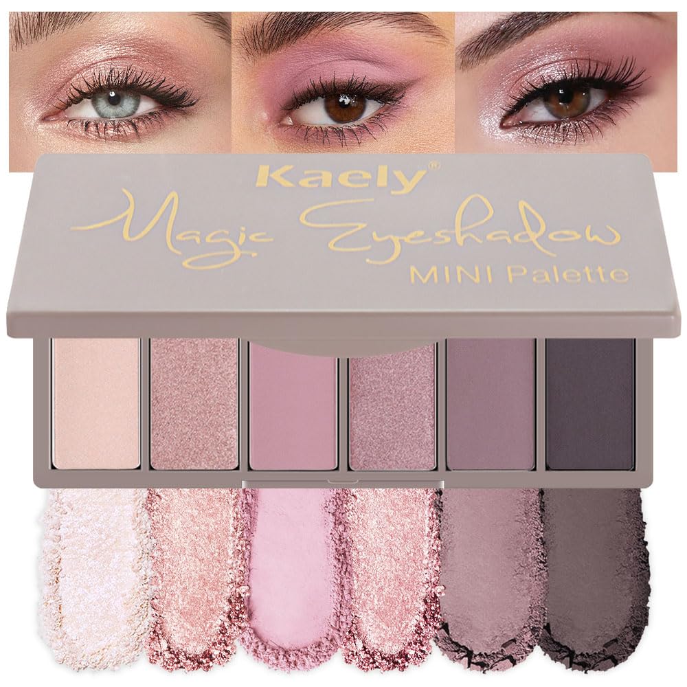 Mini Neutral Eye Shadow Palette - 6 Pigmented Colors for Older Women | Waterproof Matte Shades