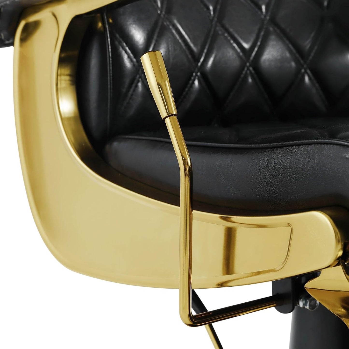 All Purpose Barber Chair - Wide Backrest Reclining Salon Chair for Hair Stylists | Gold Finish