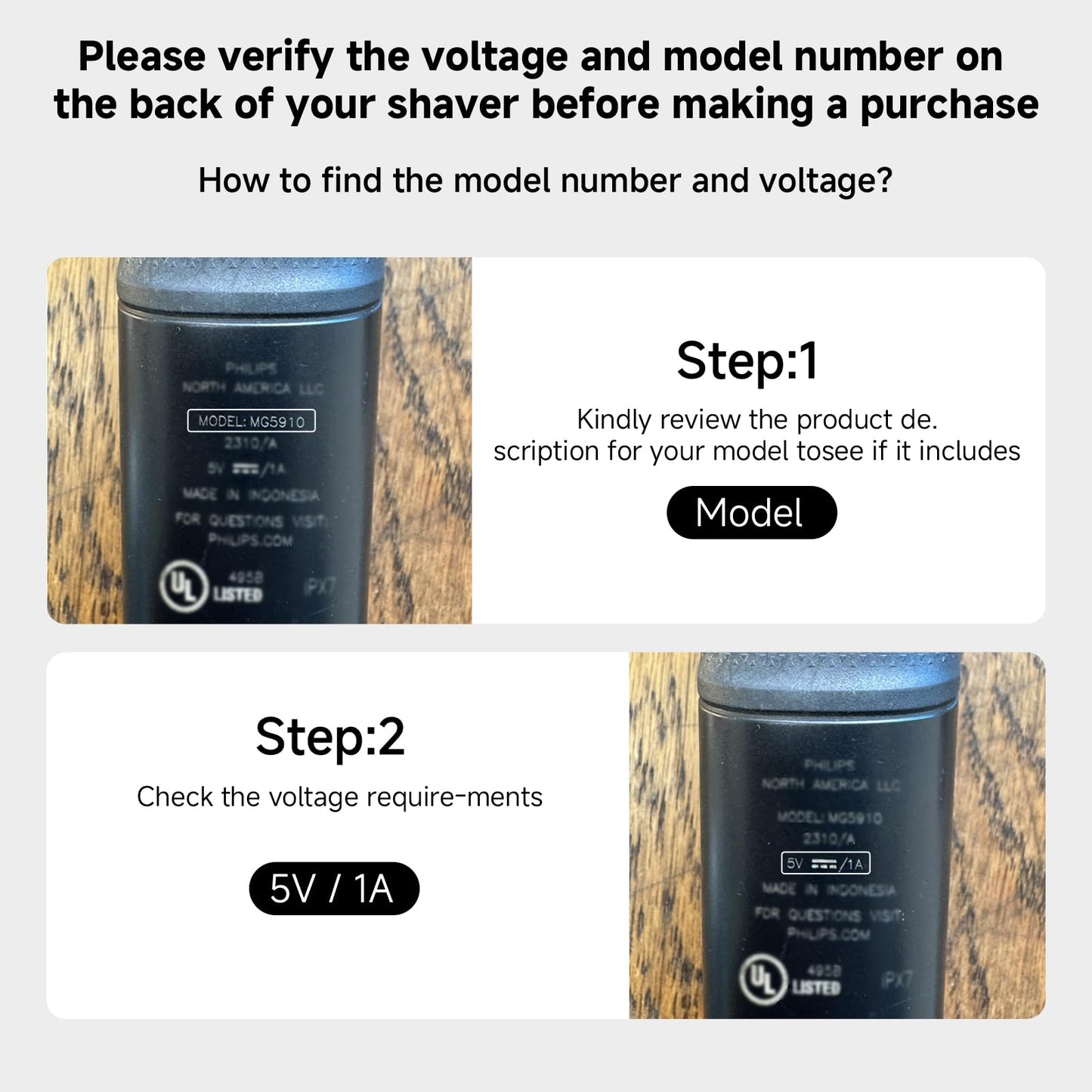 NFGEKT 5V 1A Charger Fit for Philips Norelco OneBlade QP2724 QP2834 MG5910 MG7910 MG9510, USB Charging Cord for philips Wet & Dry Shavers Compatible with 2000, 3000, 7000 Series Trimmers