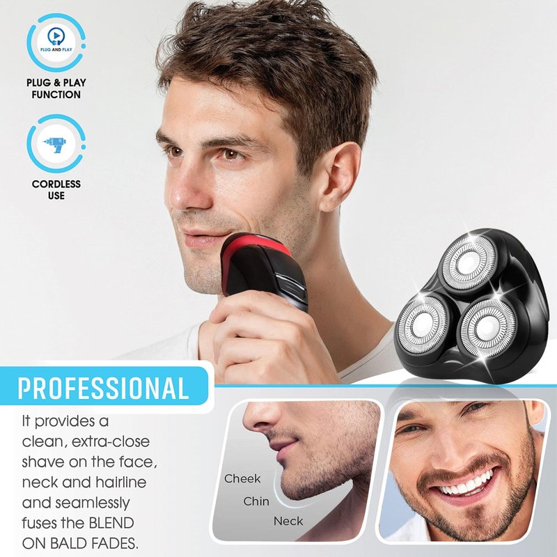 Universal Rotary Shaver Replacement Head Compatible with Remington Shaver Razor Parts for Series R3,R4,R5,R6,R7,R8,SP-3141 and SP-5161 Foils (Black/1Pack)