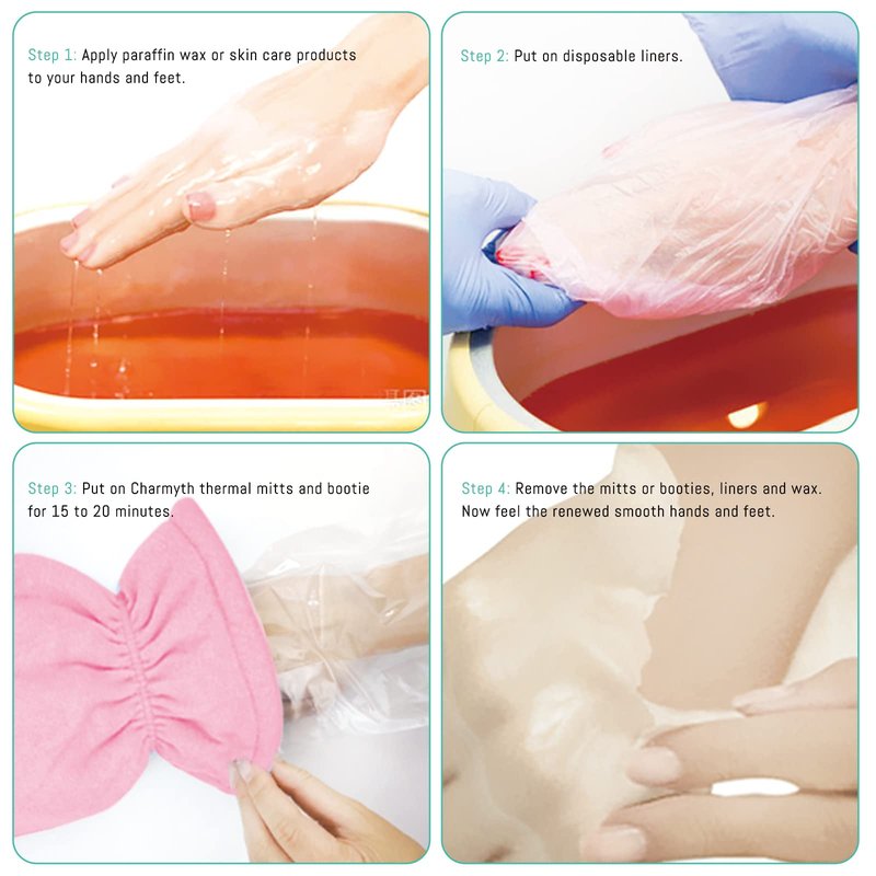 Paraffin Wax Bath Terry Cloth Gloves & Foot Liners, Paraffin Wax Machine Heated SPA Mittens Foot Liners, Thick Heat Hand Feet Treatment Insulated Mitt Spa Feet Cover Great for Men Women (Blue)