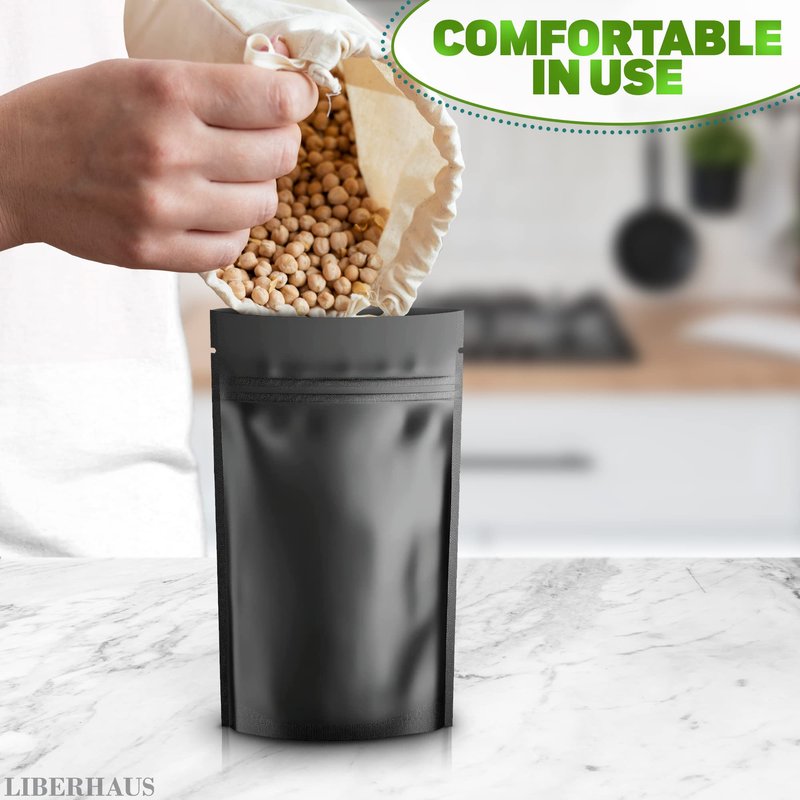 100Pcs Black Mylar Bags for Food Storage - Smell Proof Bag Small Ziplock Bag Organizer Kitchen Storage Small Jewelry Bags - 6x4 Heat Seal Bags Mylar Food Storage Bags Resealable Bags Candy Bags