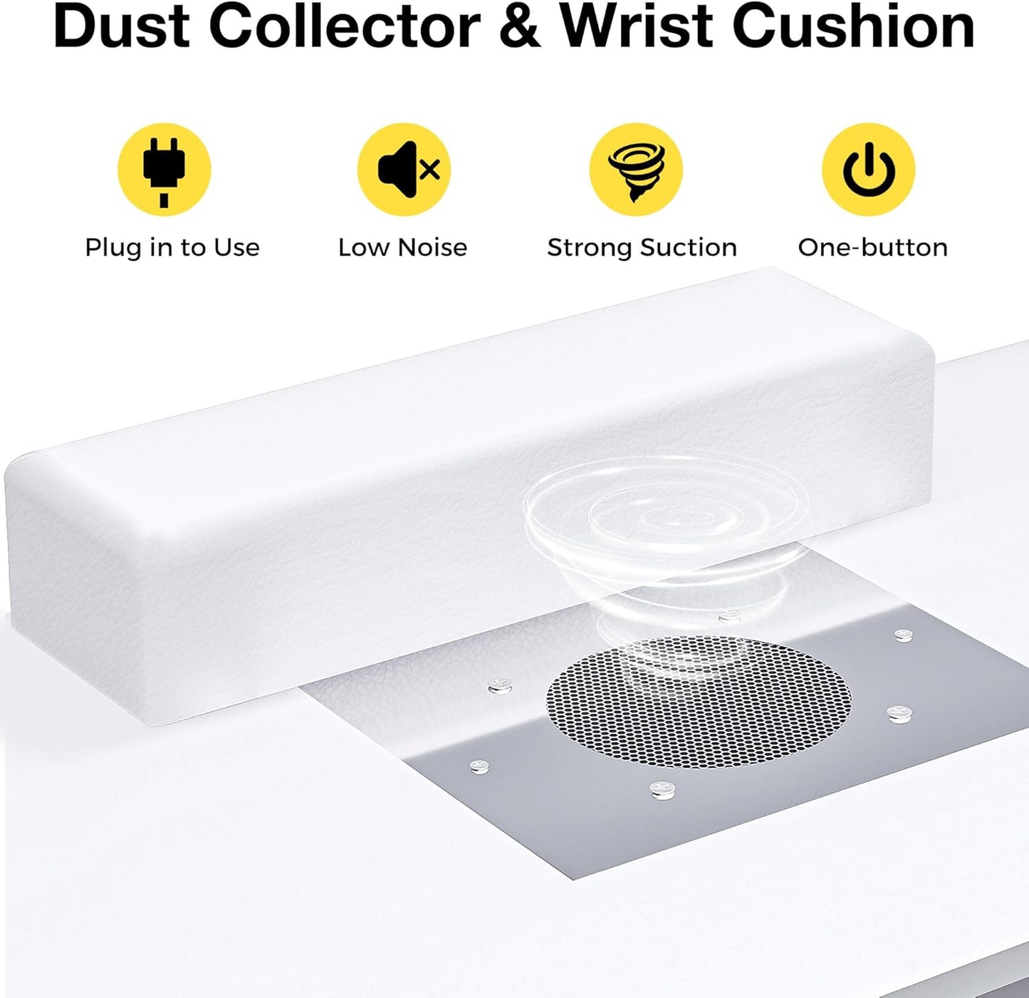Manicure Table with LED Light - Nail Tech Desk with Dust Collector & Charging Station | White