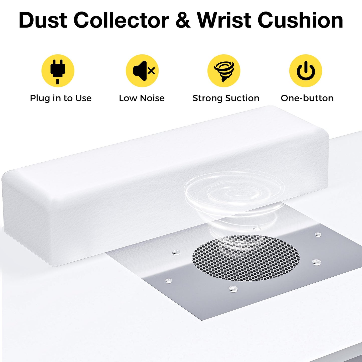 Kikihouse Manicure Table with LED Light, Nail Desk Nail Tech Table w/Dust Collector & Charging Station, Nail Station w/Removable Acrylic Storage Shelf, Drawers & Glass Door Cabinet, White
