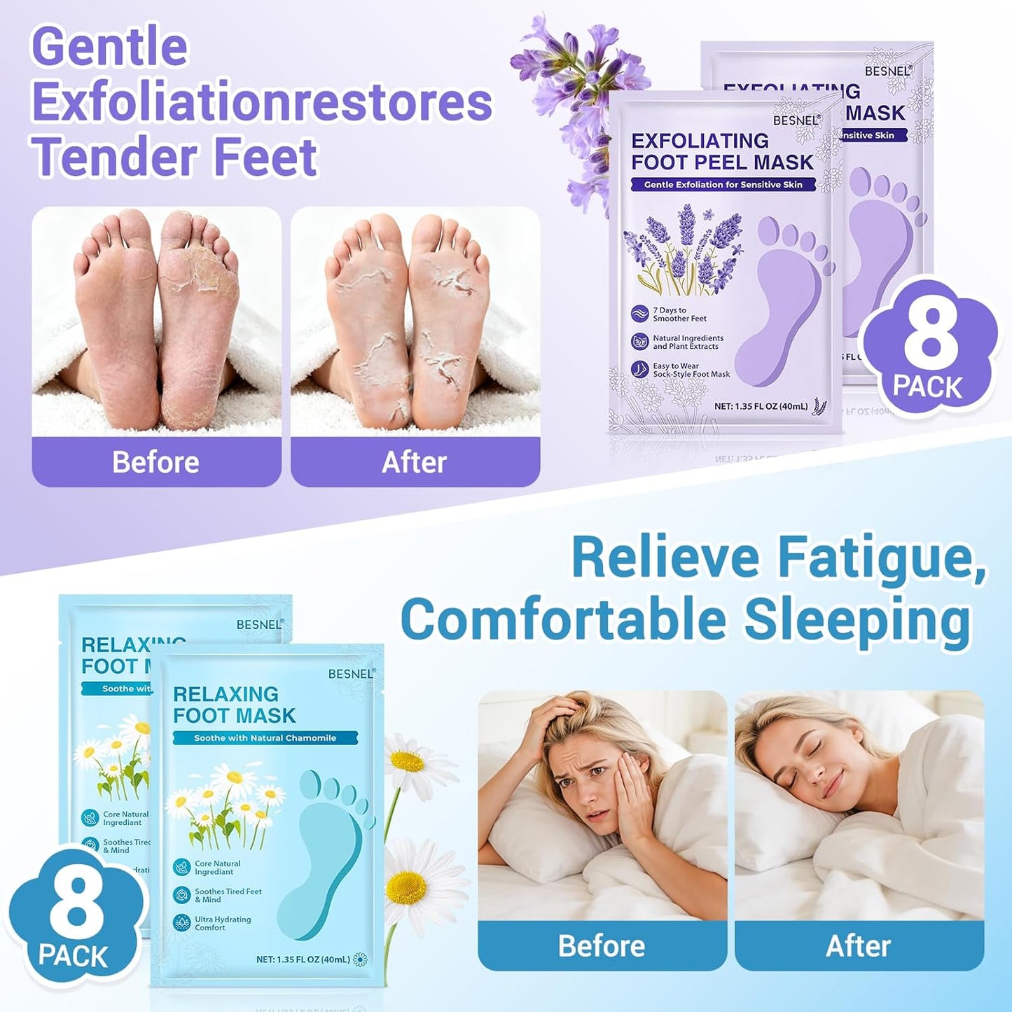 Moisturizing Foot Mask - 32 Pack Hydrating Socks for Dry, Cracked Feet | Soothing Skin Care Gift Set for Men & Women