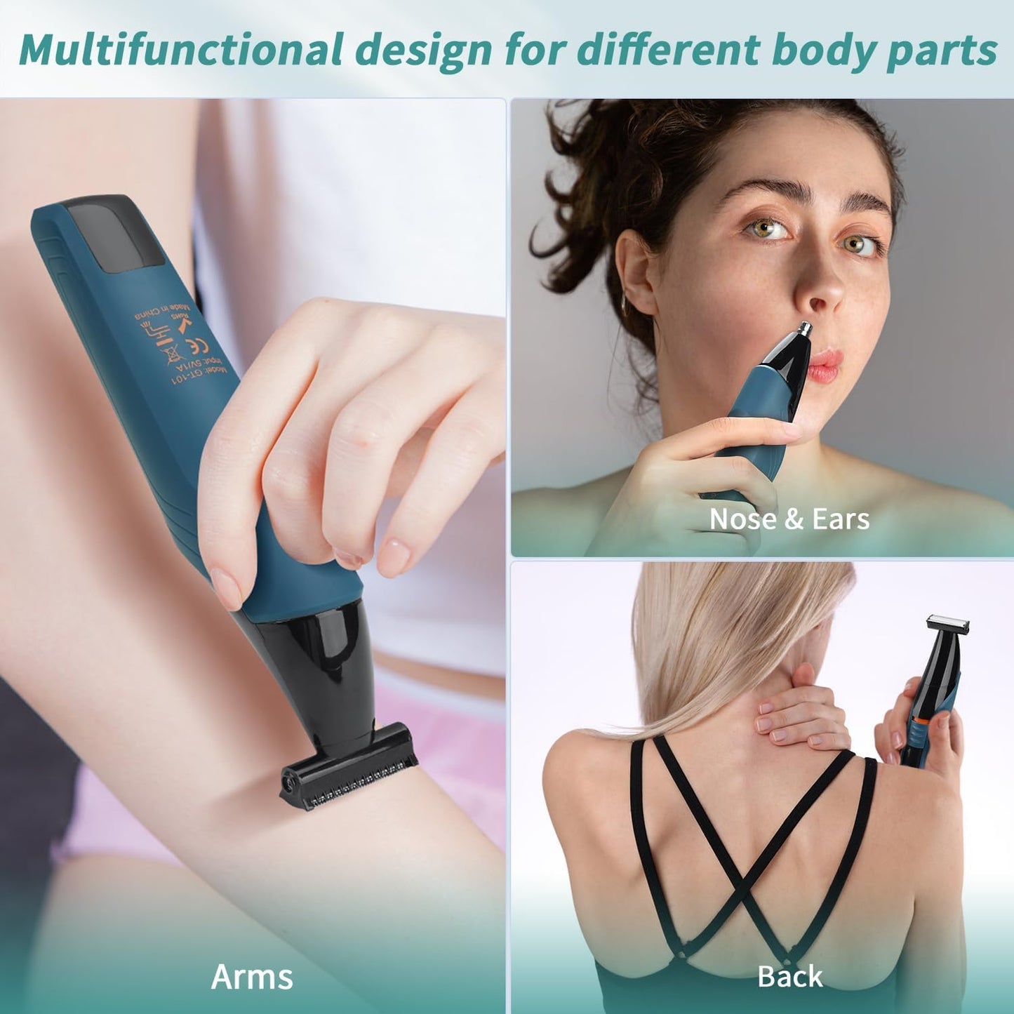 Bikini Trimmer for Women, 2-in-1 Electric Razors for Women, Lady Pubic Hair Trimmer for Bikini Line/Legs/Arms/Armpits, Body Trimmer Safe Hair Removal Groomer Kit, Cordless IPX7 Waterproof Wet/Dry Use
