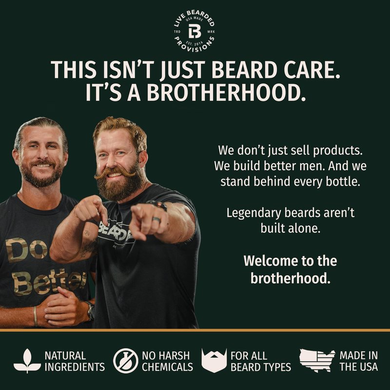 Live Bearded Beard Wash & Conditioner Kit for Men - Deep Cleansing Shampoo and Hydrating Softener, Natural Water-Based Formula, 8 oz | American - Cedar, Vetiver, Bergamot