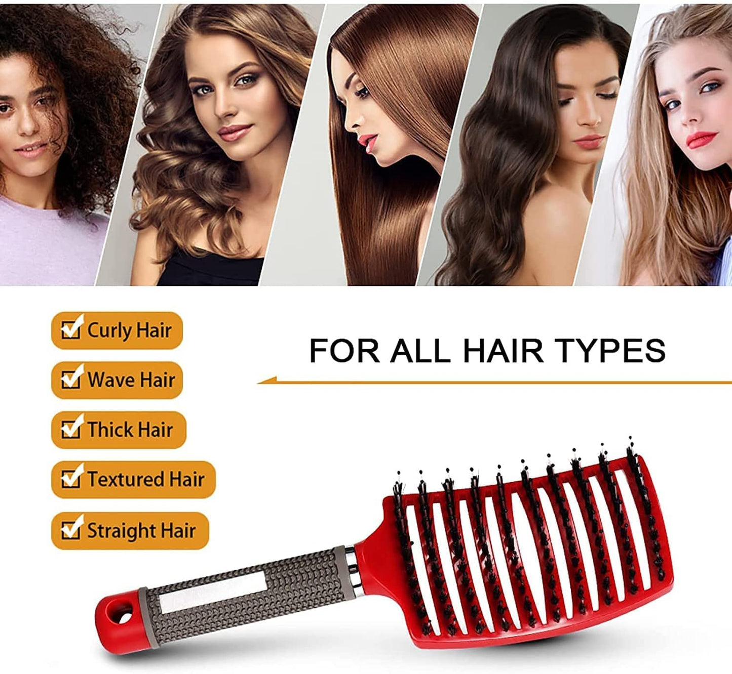 Ultra Detangling Brush - Magical Hairbrush for Wet or Dry Hair | Fast Drying, Massage Design (Pink & Purple)