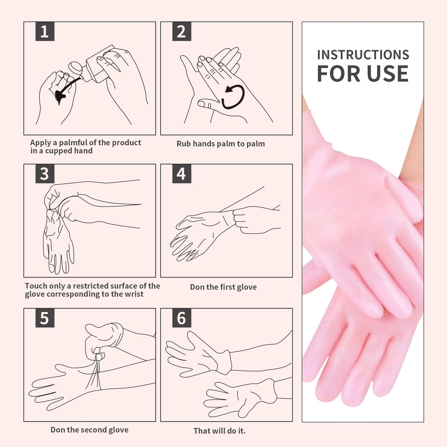 MoyRetty Silicone Moisturizing Gloves 2 Pairs, Flexible & Durable, Ideal for Dry Hands, Home Spa Experience - Pink & Beige