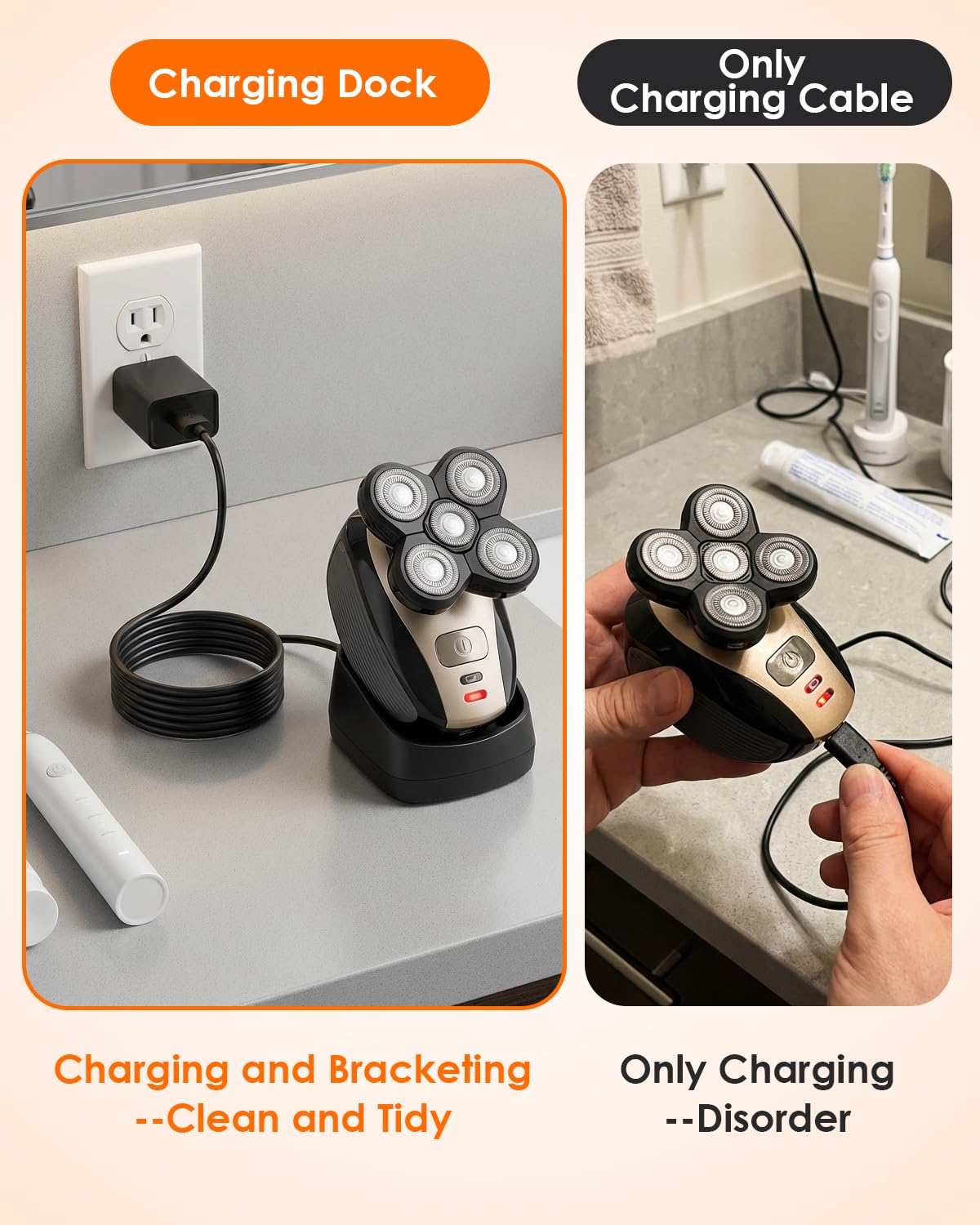 Charging Dock Replacement for Freebird Flex Series Head Shaver, Durable Charger Base Stand with Premium Power Supply Cord, Indoor Stable Charging Station