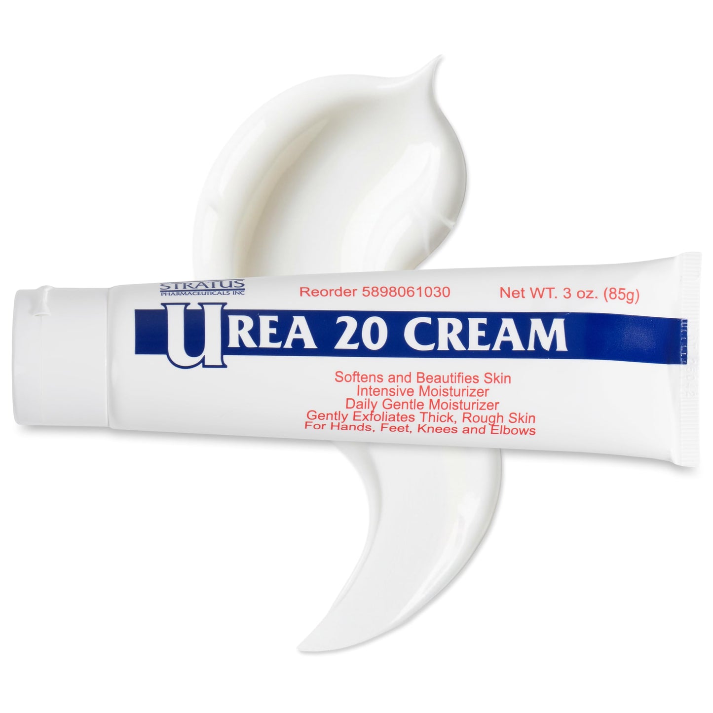 STRATUS PHARMACEUTICALS Urea 20% Cream with Vitamin E for Severe Dry, Rough and Scaly Skin, Intense Moisturizer and Gentle Exfoliator for Hands, Feet, Elbows and Knees Inc, 3 oz