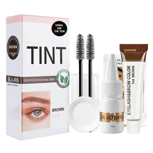Eyelash & Eyebrow Color Kit Brown, Natural Lash Color Kit with Gentle Formula, Professional Brow Color Results Naturally Fades Within 2 Weeks, Safe & Easy DIY for Salon Home Use, Gift for Women 7ML