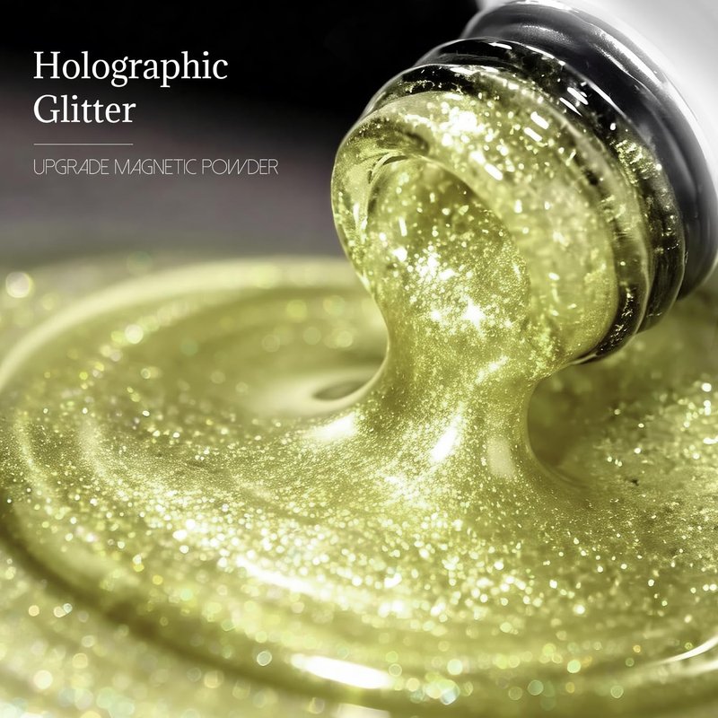 Cat Eye Gel Nail Polish - Teal Gold Glitter Magnetic Gel for UV/LED Curing | 16.5ml DIY Nail Art