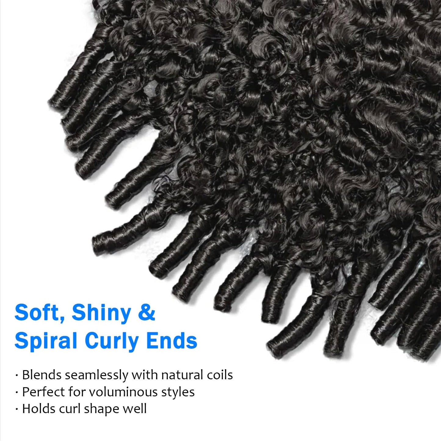 ZAVARIA Burmese Curly Feather Crochet Human Hair (1B-55G, 16 Inch)