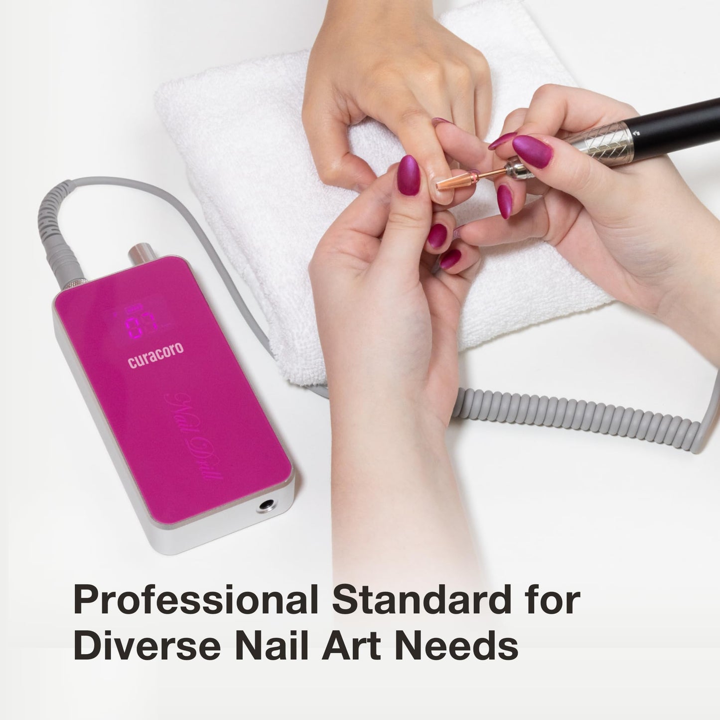 Curacoro Nail Drill Professional - 35000RPM Electric Nail File with 80W Brushless Motor, High Torque, Low Noise & Vibration, Portable Efile for Acrylic Gel Removal, Salon & Home Use