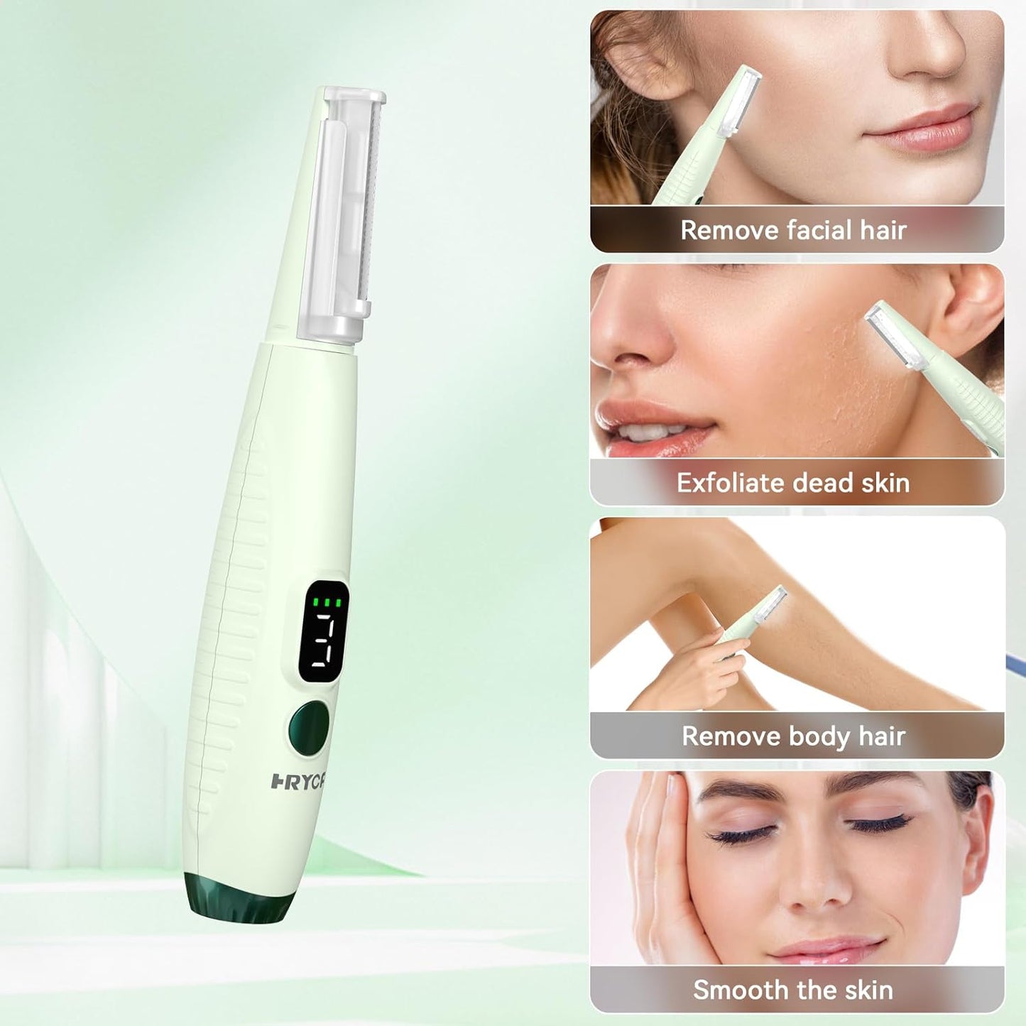 Sonic Dermaplaning Tool - Rechargeable Face Exfoliator with 22,000 Vibrations/Min | 12 Blades for Painless Peach Fuzz Removal