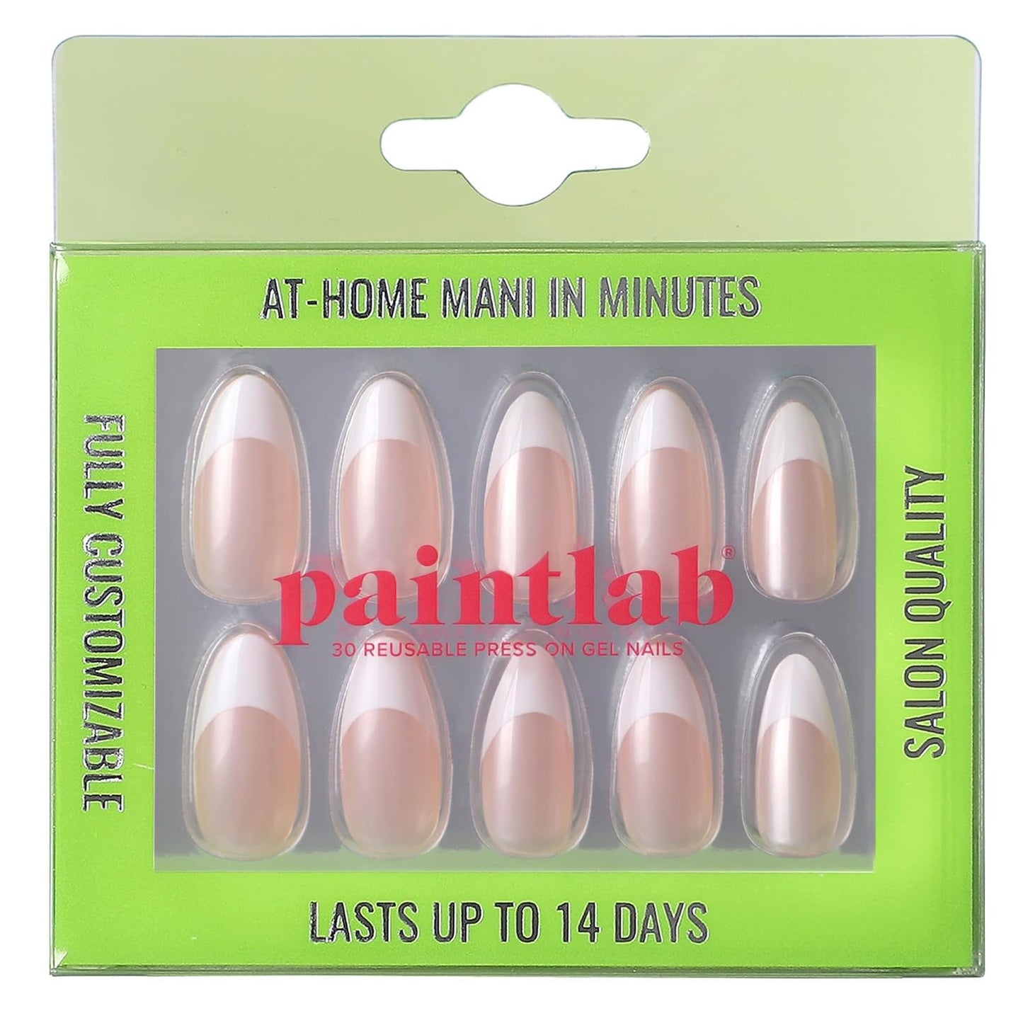 French Tip Press On Nails - Stiletto Fake Nails, 30 Nails in 15 Sizes, Reusable Salon Quality | Easy Application
