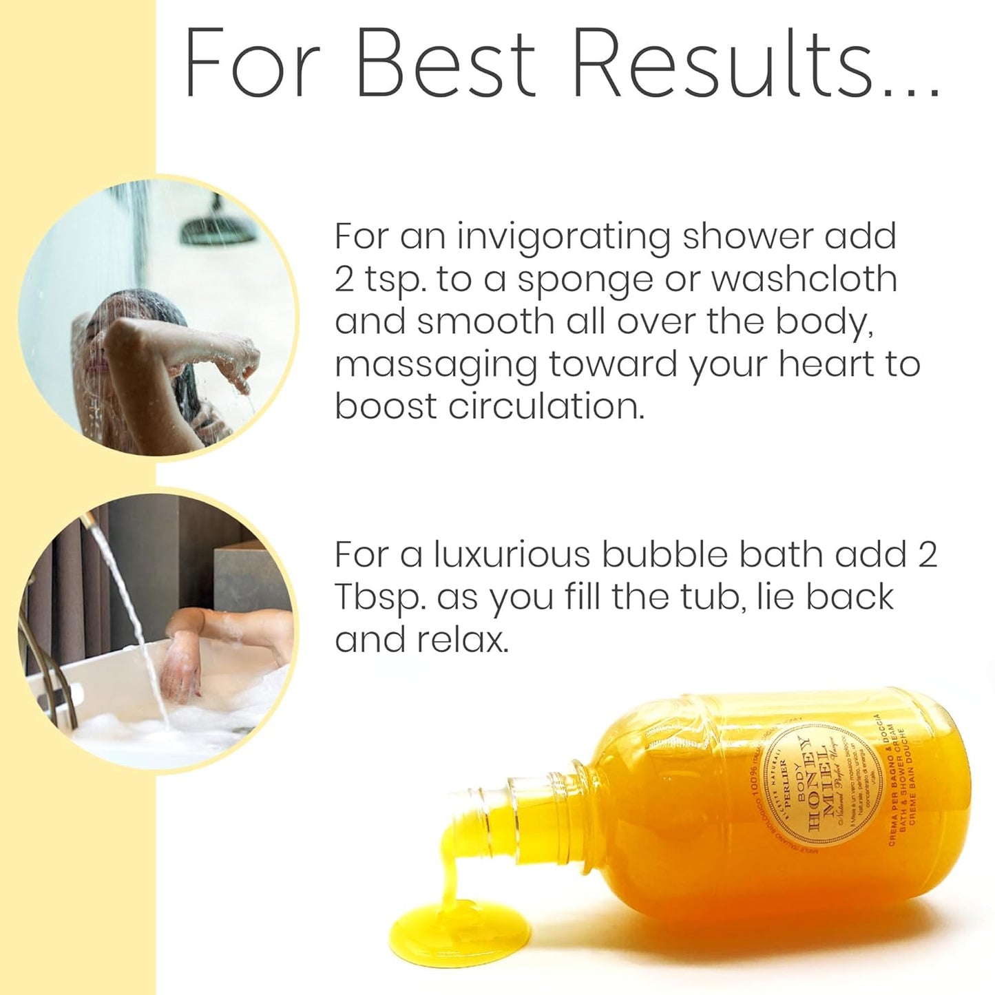 Perlier Honey Bath Cream - Nourishing Moisturizing Body Wash | 16.9 Fl Oz, 500 ml for Silky Soft Skin