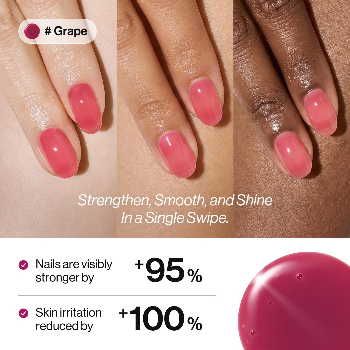 ohora 2-in-1 Sheer Nail Polish & Strengthener(Grape) | Tinted Nail Concealer | Nail Hardener for Weak, Damaged Nails | Nail Care Polish with Glossy Finish | Glazed-Syrup Formula, 15 mL