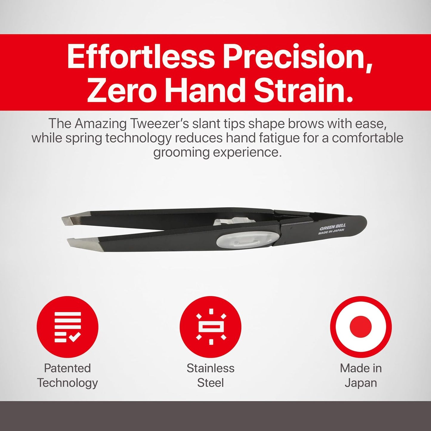 Seki Edge SS-518 Slant Tip Tweezer - Stainless Steel Precision Tool for Flawless Eyebrow & Hair Removal | Black