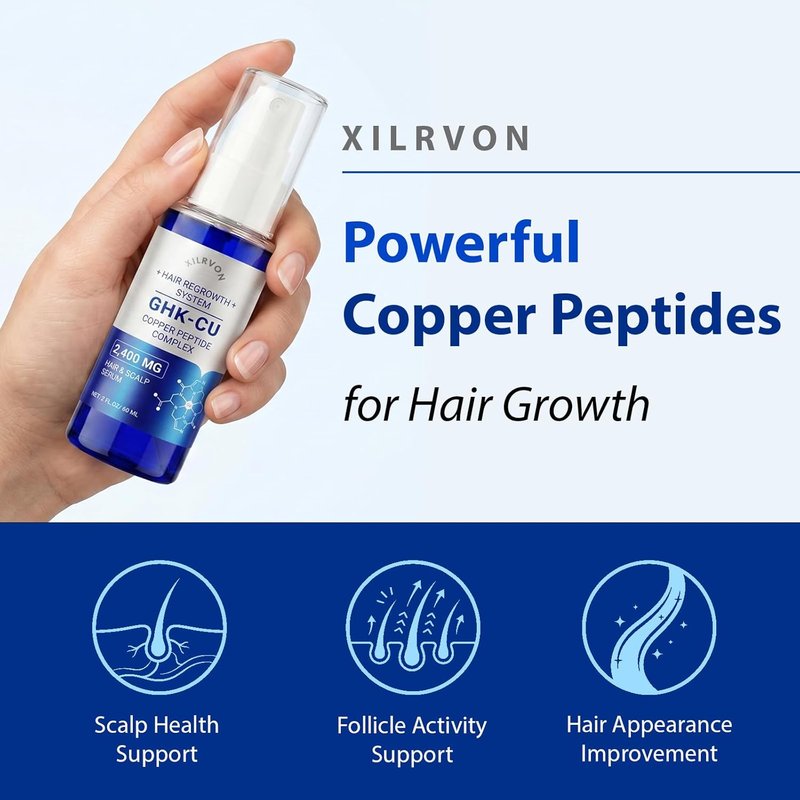 Copper Peptides Hair Growth Serum - GHK-Cu 4% Peptide Spray for Thicker, Fuller Hair | 2 Fl Oz