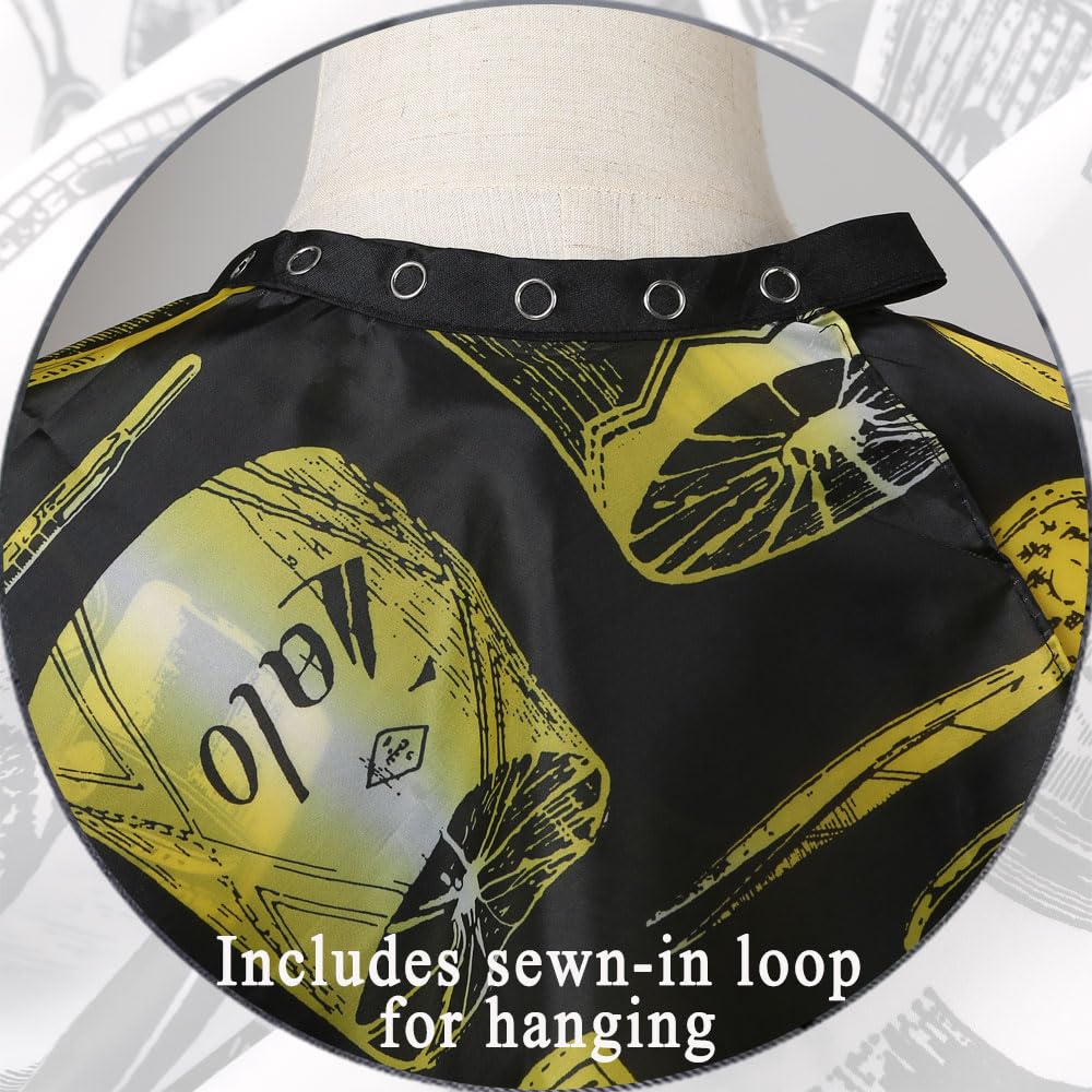 Borogo Professional Waterproof Hair Styling Cape Haircuting Salon Cape Gown Hair Salon with Snap Closure Yellow Stripes
